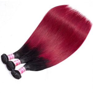 11A Dark Roots T1B Burgundy Ombre Color Straight Human Hair Bundles