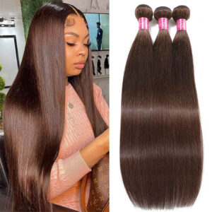 1 3 4 Bundles Deals Chocolate Brown Color 4 Straight Human Hair Weave