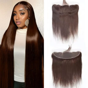 13x4 Lace Frontal Human Hair Dark Brown Color #2 and Brown Color #4
