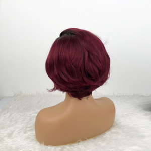 1B/99J 13x1 T Lace Part Short Pixie Cut Wigs Human Hair For Women