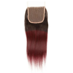 4x4 Lace Closure Free Part 1B 99J Color Human Hair Flash Sale