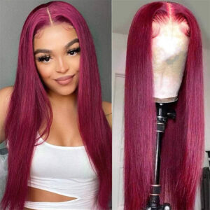 Burgundy Straight 13x4 Lace Frontal Wig Human Hair