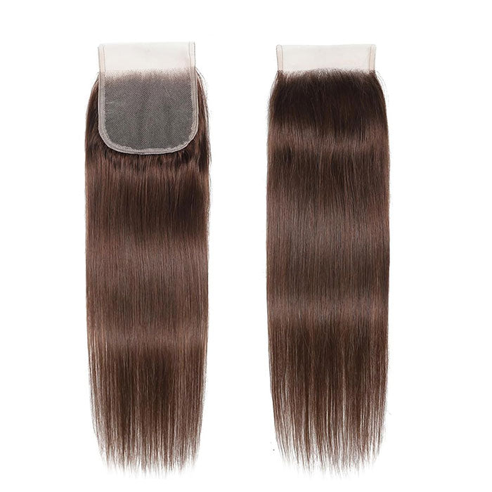 Dark Brown Color #2 Lace Closure Pre Plucked Human Hair