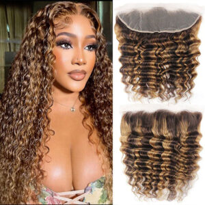 Highlight Deep Wave 13x4 Lace Frontal Wig Pre-Plucked Human Hair