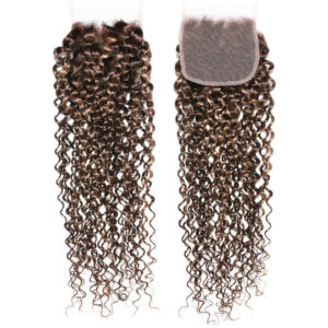 Ombre Highlight 4x4 Lace Closure Jerry Curly Human Hair