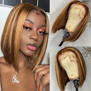 Ombre Highlight Short Bob 13x4 Lace Frontal Wig Human Hair