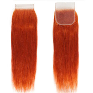 Orange Ginger Straight 4x4 Lace Closure Human Hair