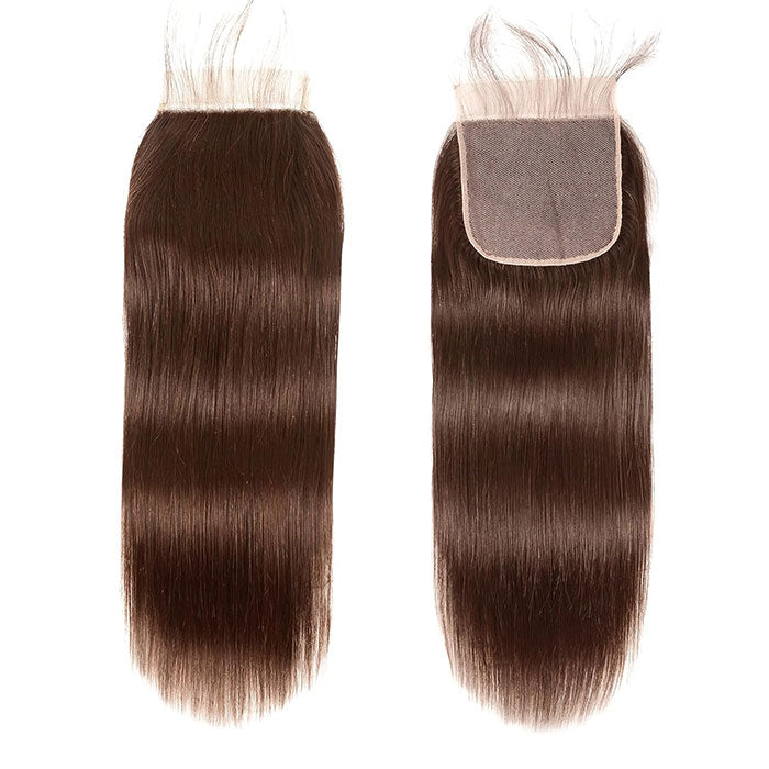 Silky Straight Brown 4x4 Lace Closure Human Hair