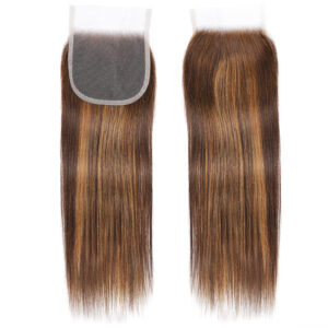 Silky Straight Highlight 4x4 Lace Clsoure Pre Plucked Human Hair
