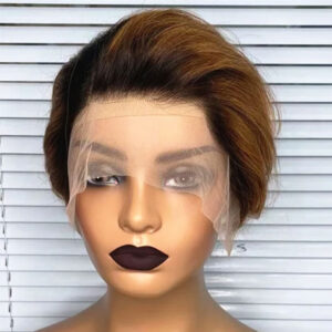 T1B/30 Ombre Short Pixie Cut 13x1 T-Part Lace Wig Human Hair